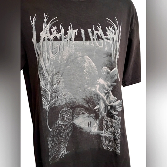 TWIK | Black Graphic 'NIGHT LIGHTS' Fairycore Goth T-Shirt | Size XS - Picture 2 of 7